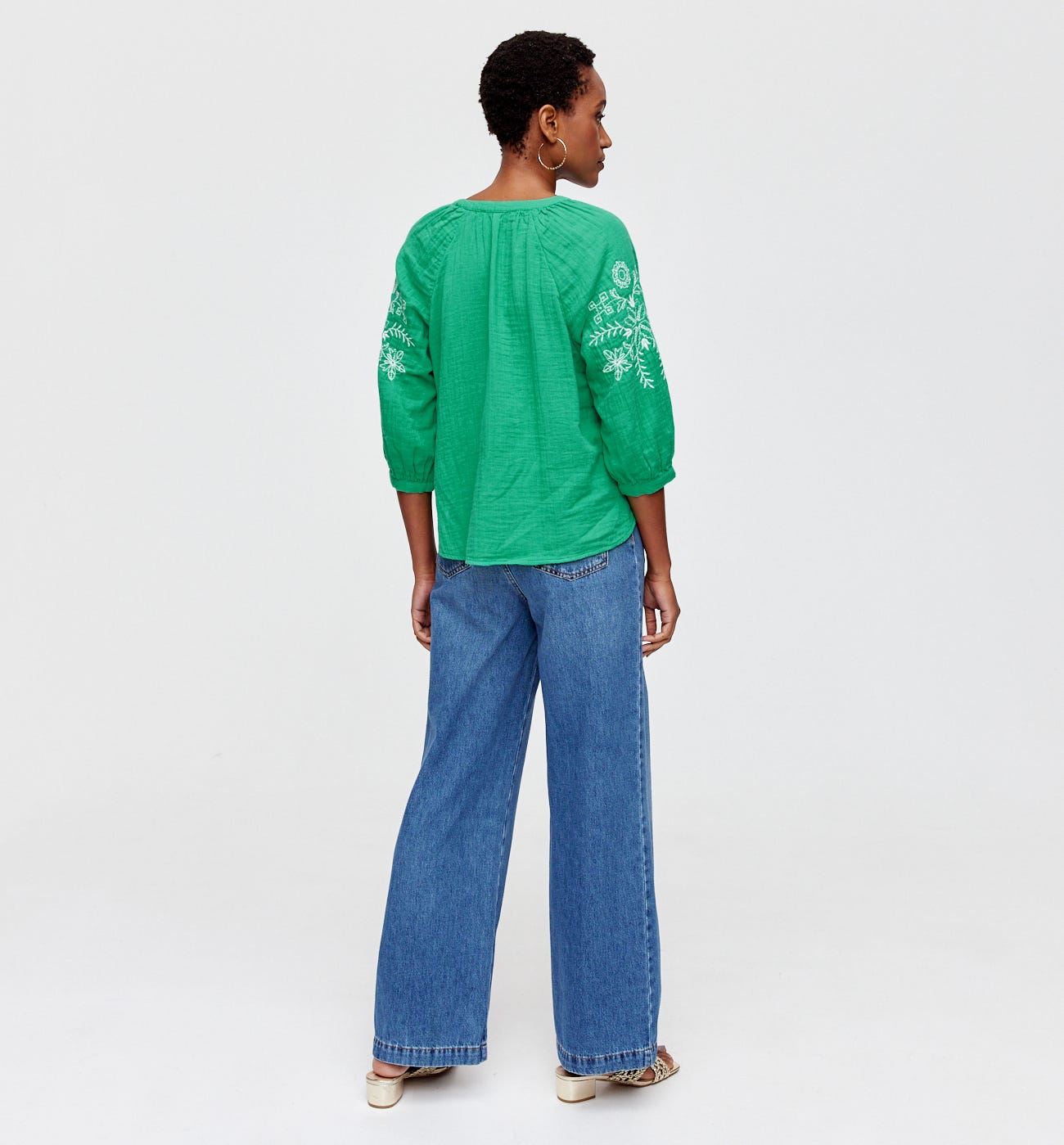 Blouse brodé en gaze de coton