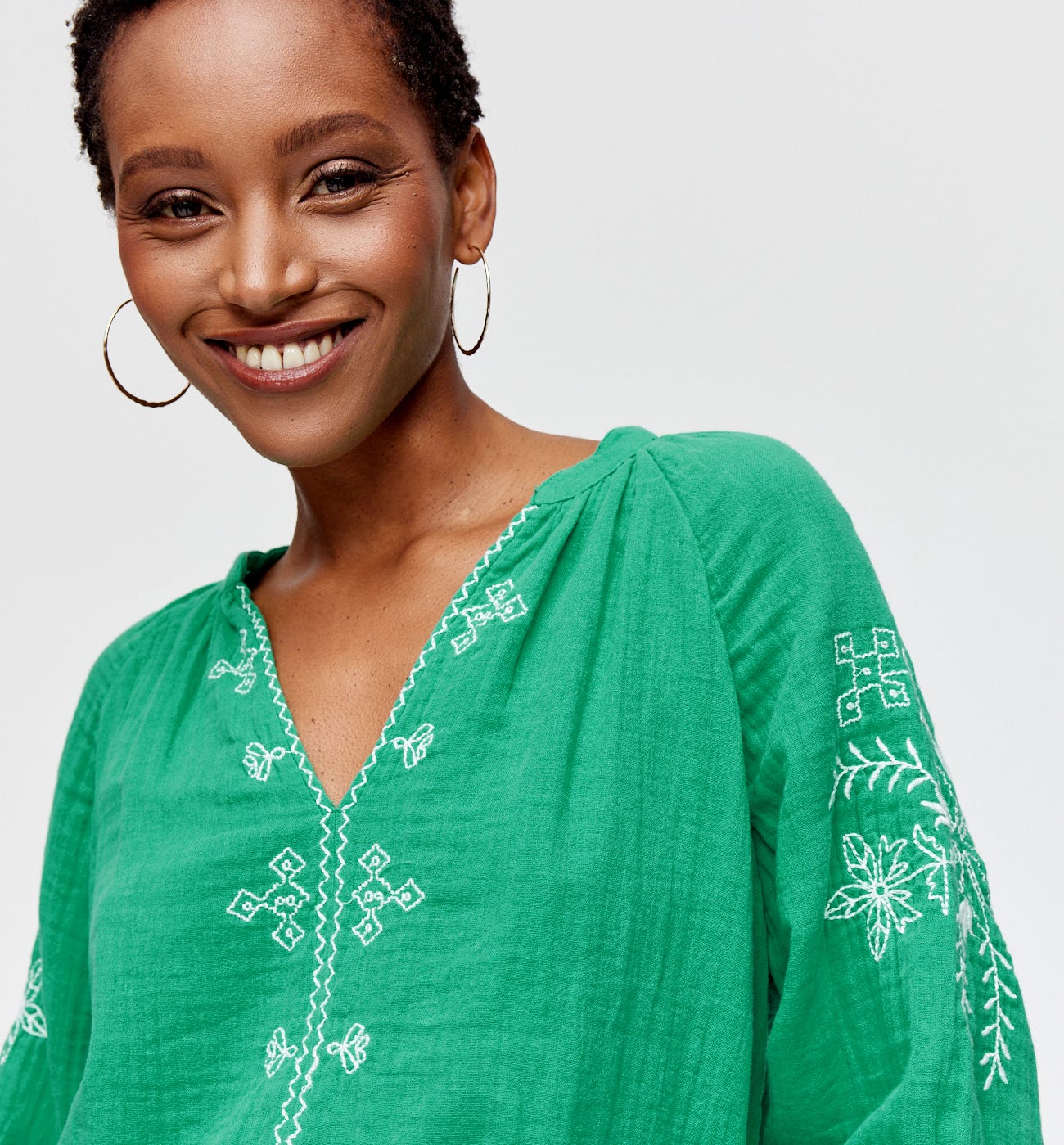 Blouse brodé en gaze de coton
