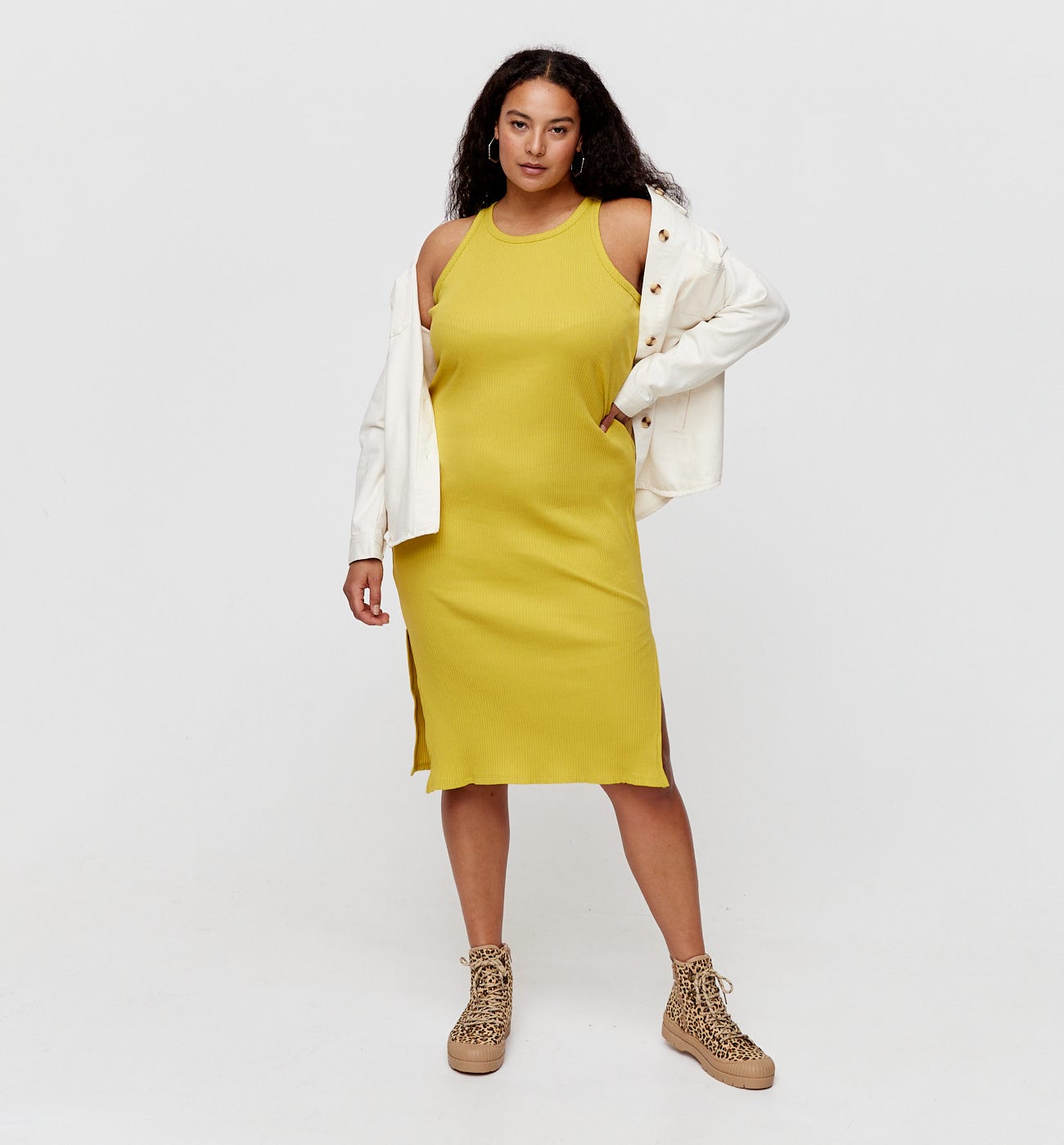 YELLOW BLOCK DRESS WITH SLEEVES main image 1