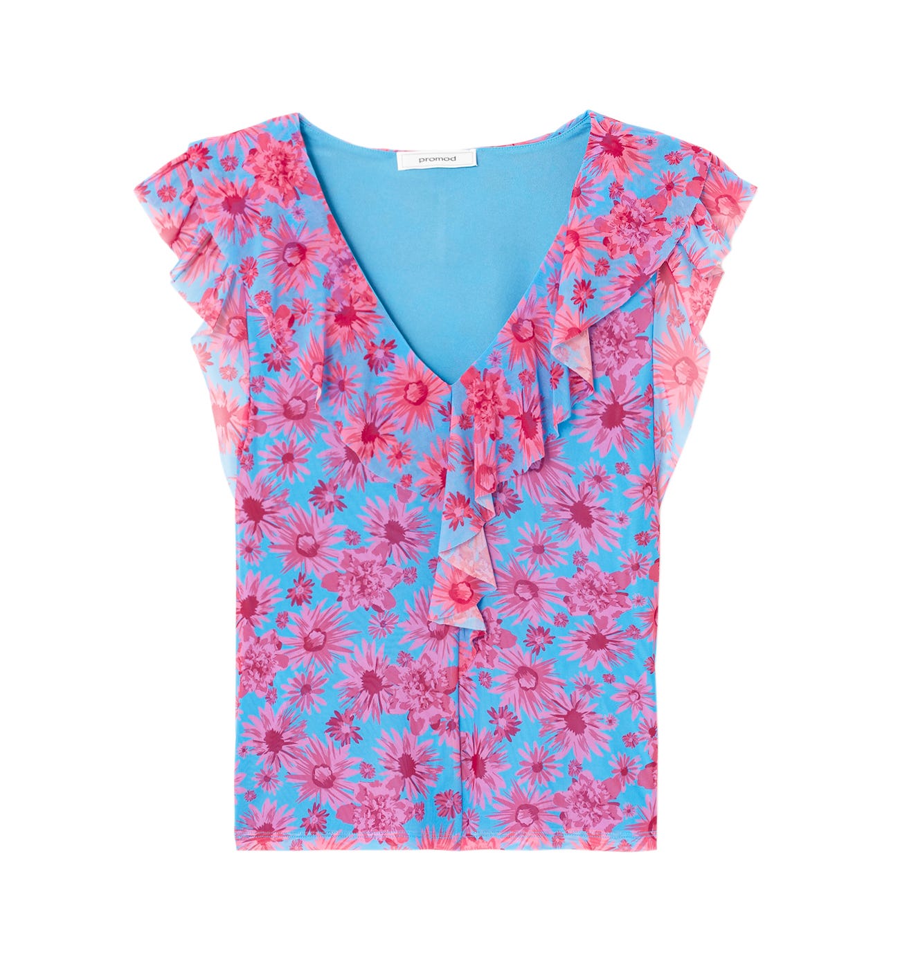 Patterned net top - Turquoise prints