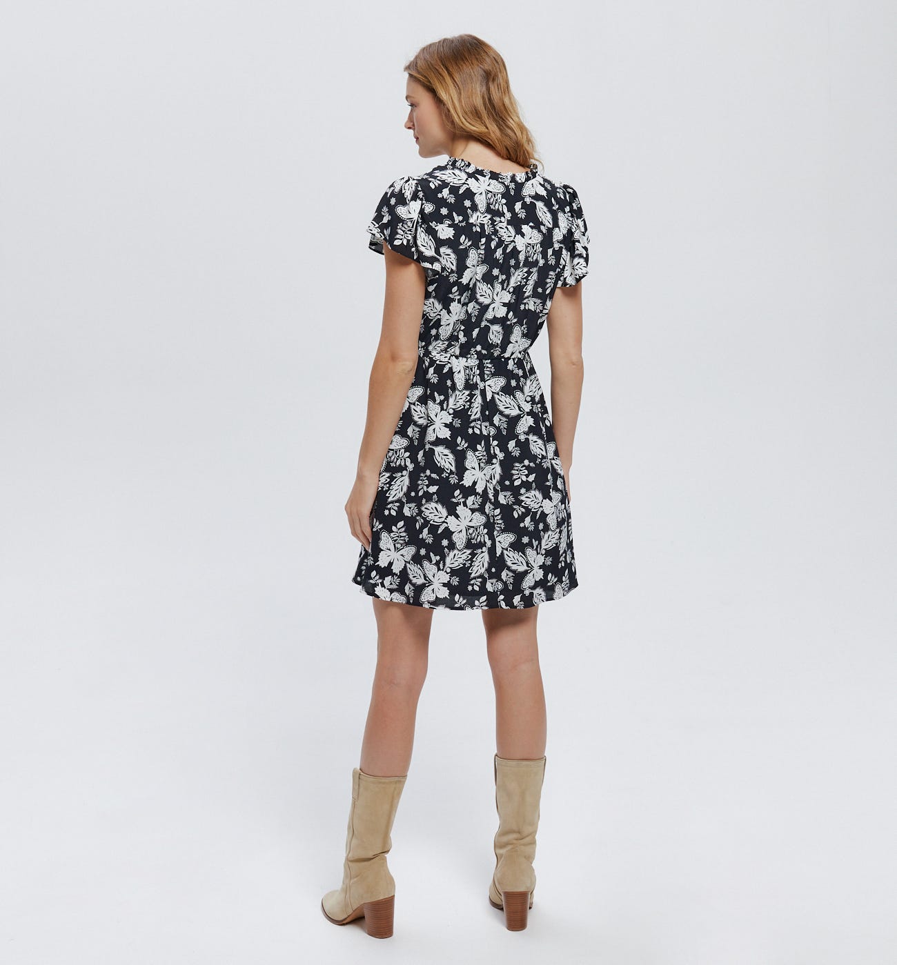Black Printed Short & Flowy Dress main image 0