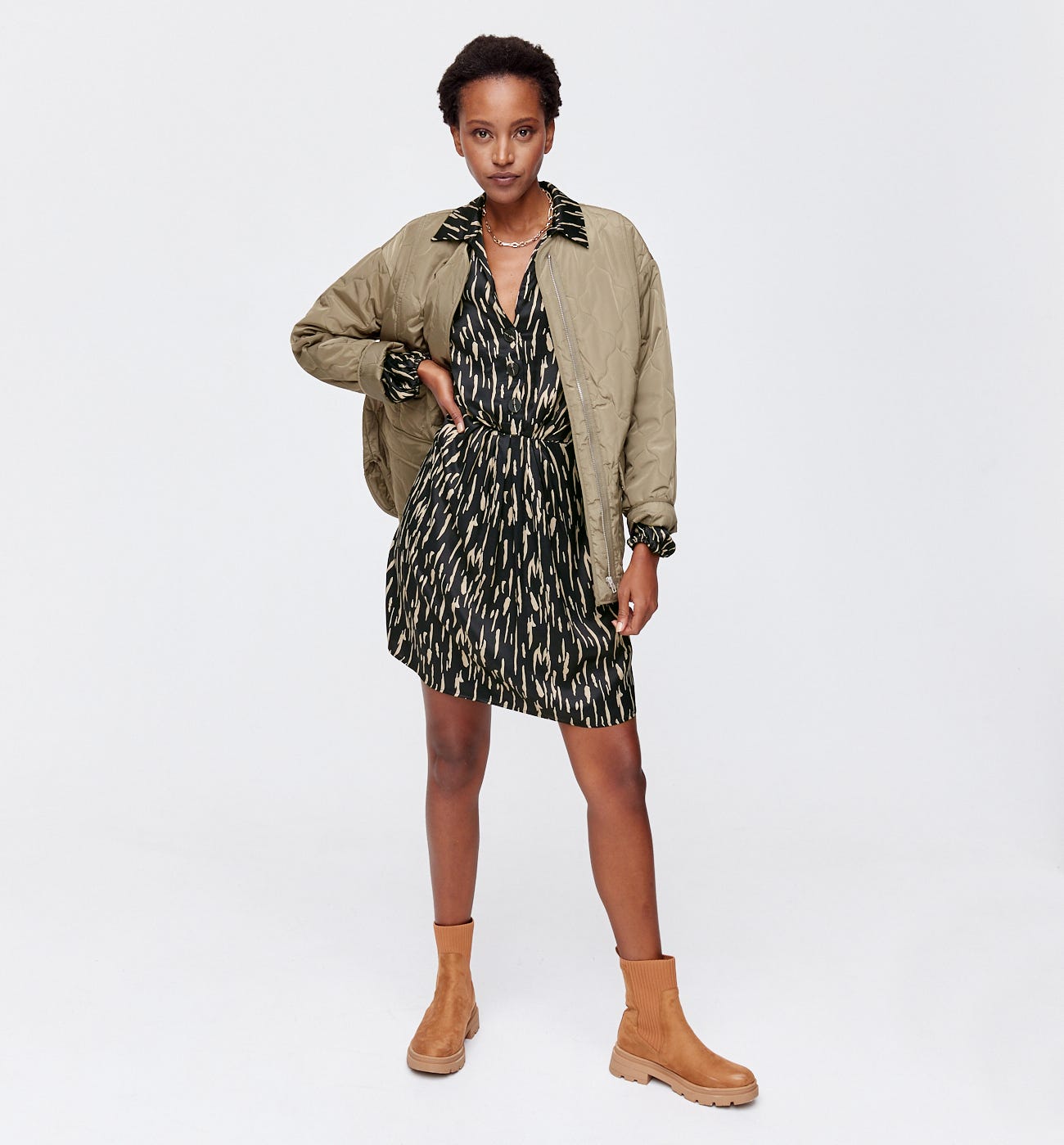 Robe courte en satin Femme
