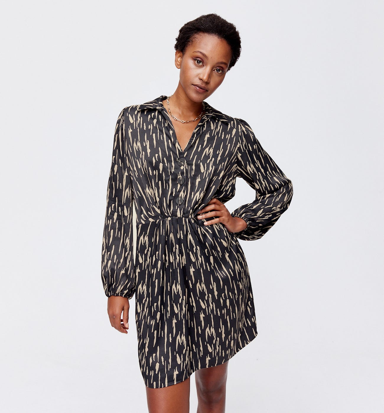 Robe courte en satin Femme