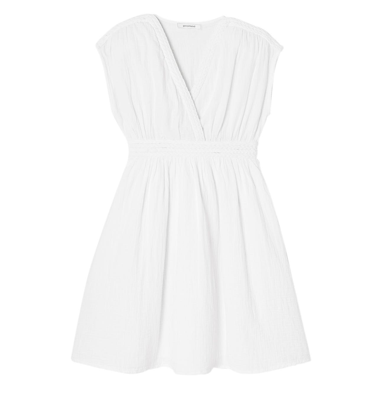 Short cotton gauze dress White