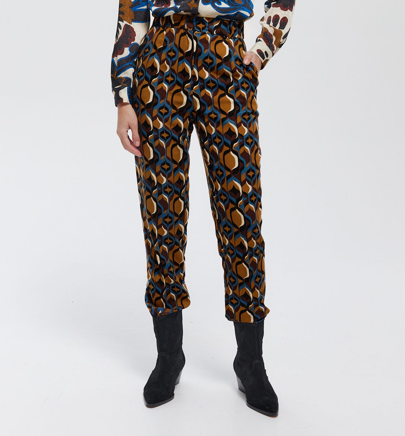 Pantalon cigarette imprimé