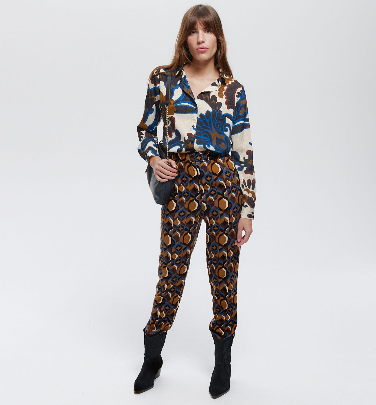 Pantalon cigarette imprimé