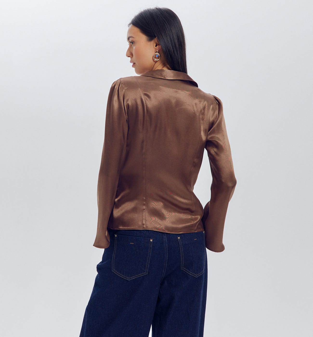 Unifarbene Satinbluse