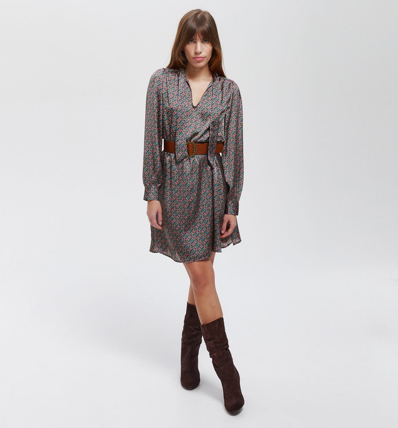 Vestido estampado satén
