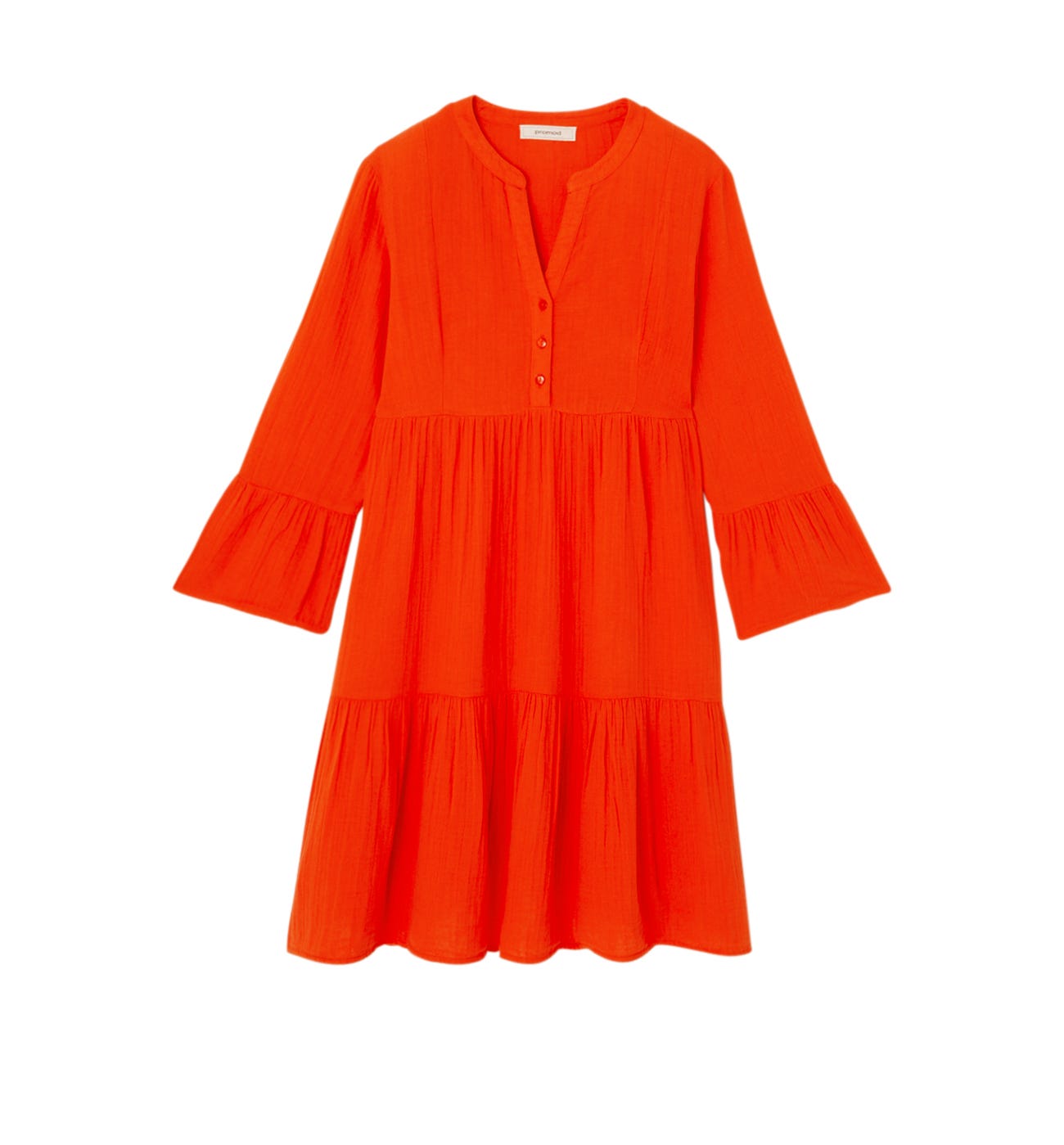 Cotton gauze babydoll dress - Red