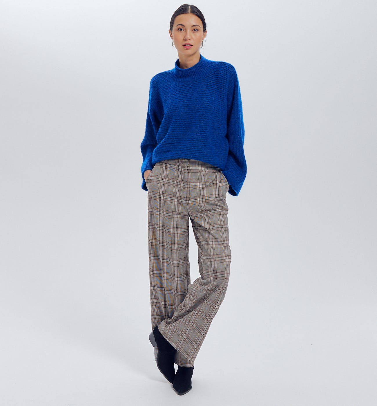 Pantalon large à carreaux