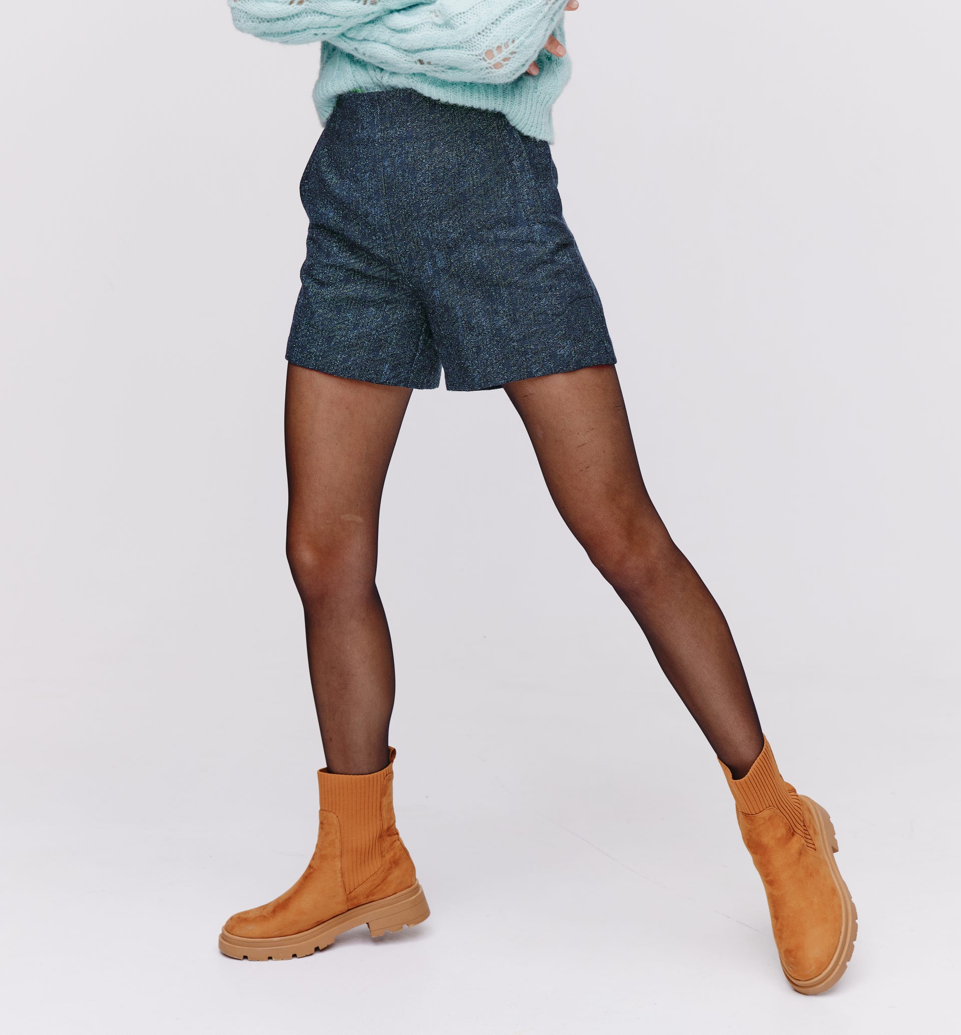 High Waist-Glitzershorts