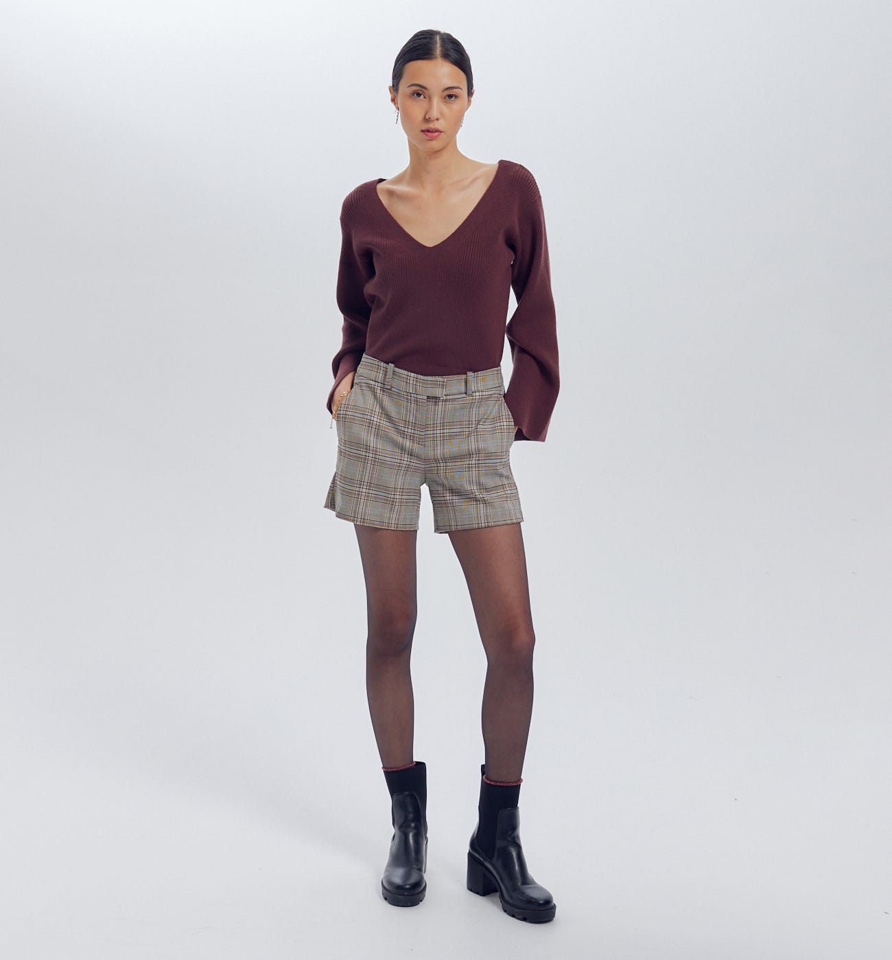 Short chic à carreaux Femme