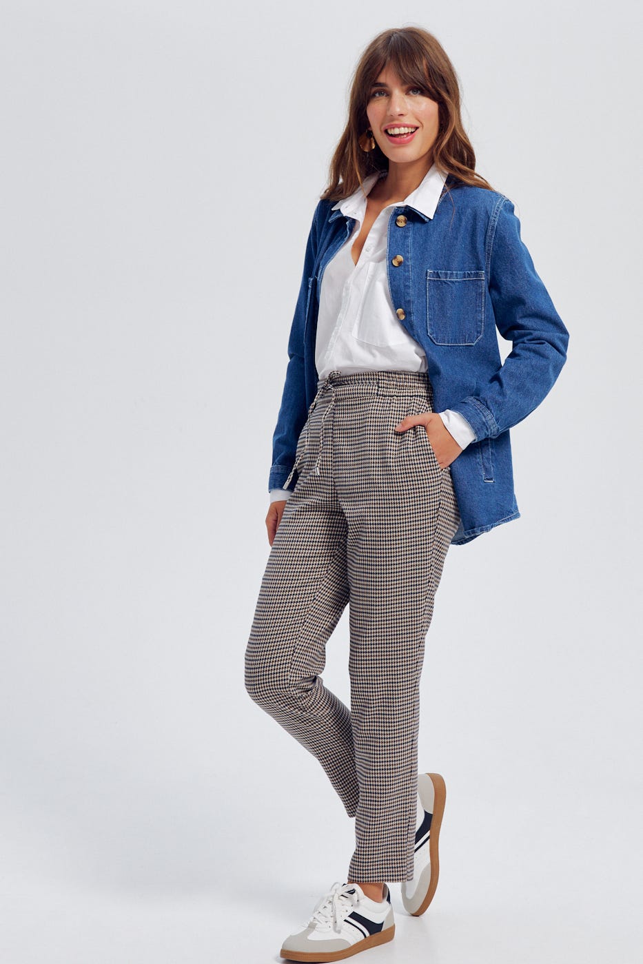 Pantalon jogpant pied-de-poule