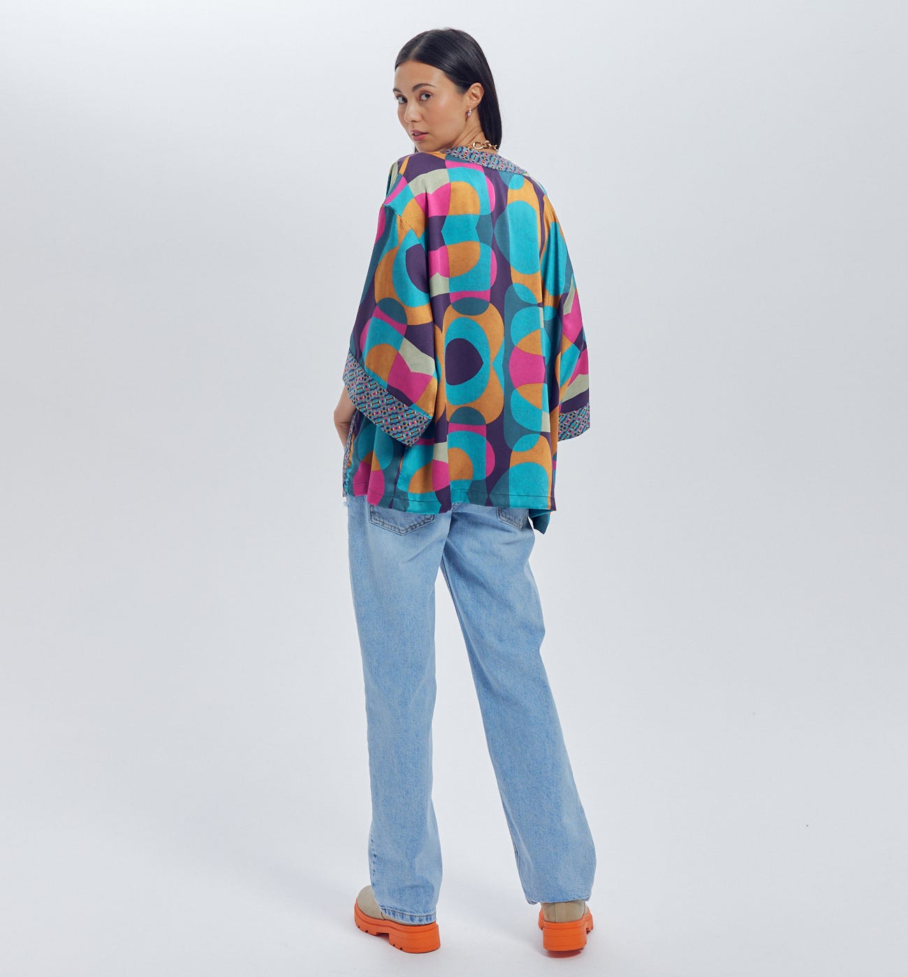 Kimono en satin imprimé Femme