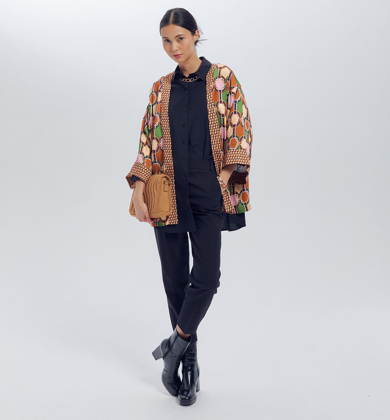 Kimono en satin imprimé