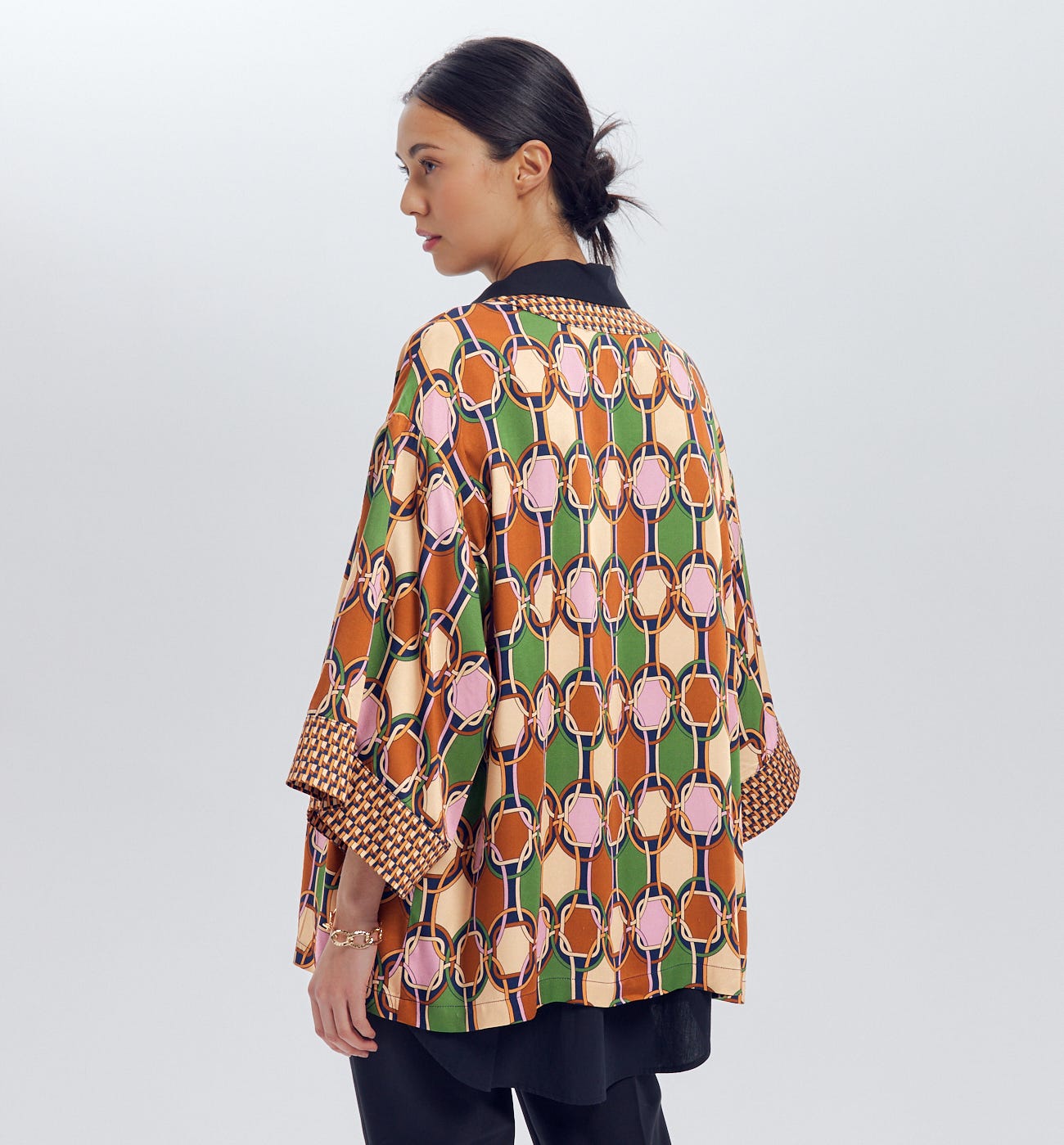 Kimono en satin imprimé