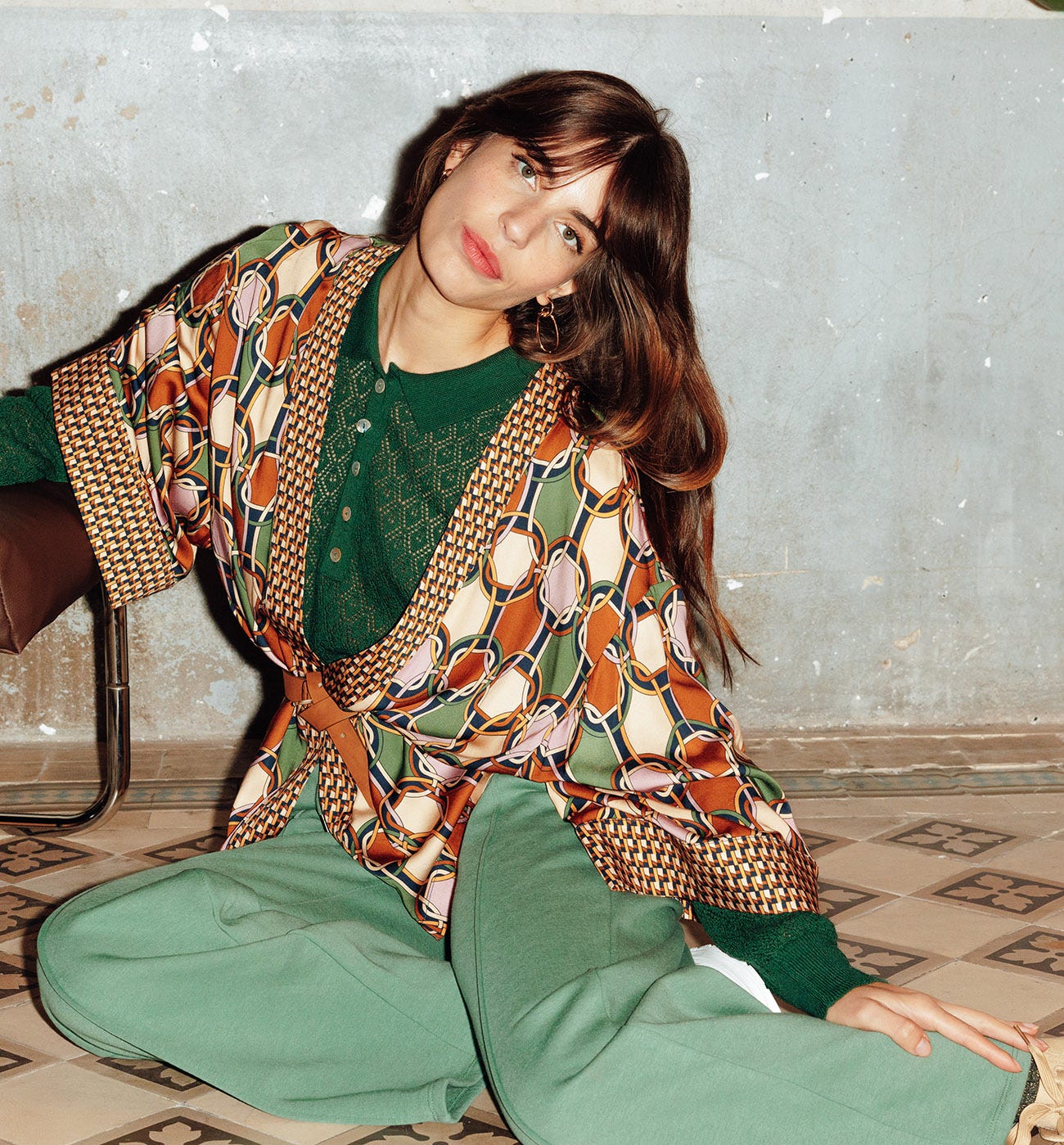 Kimono en satin imprimé