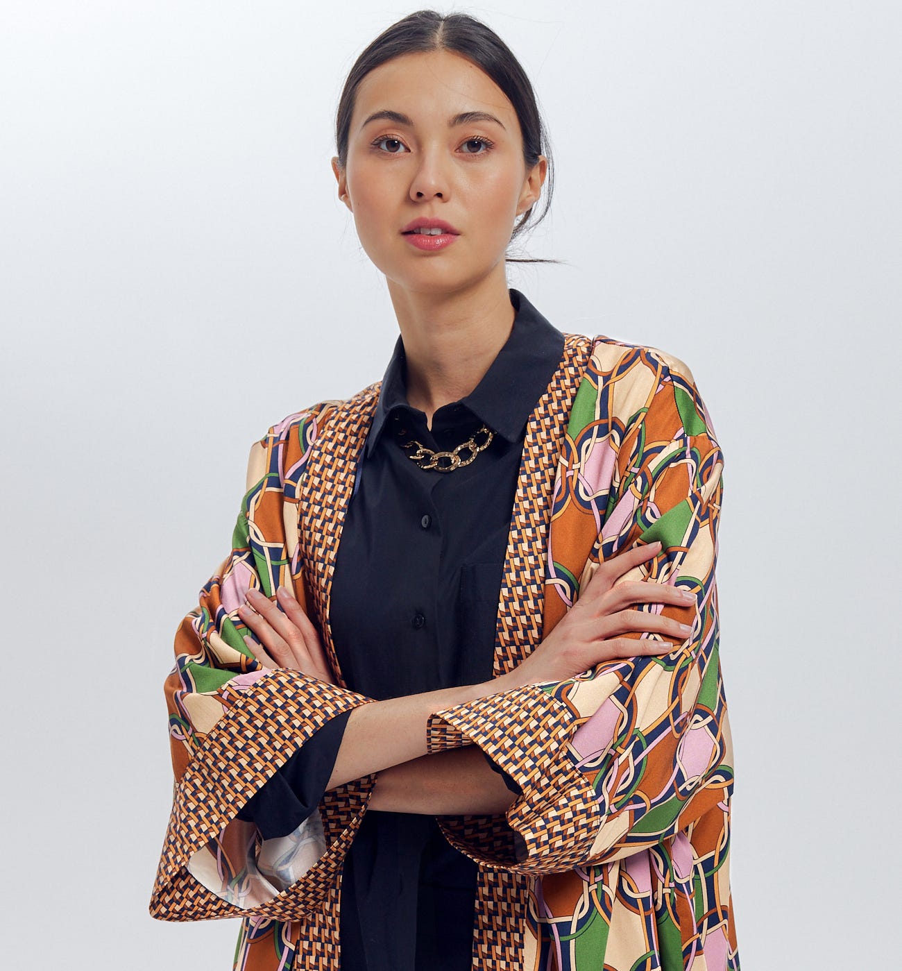 Kimono en satin imprimé