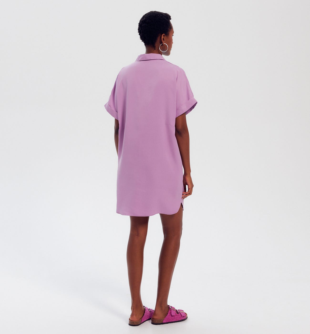 Cotton gauze tunic dress Light lilac