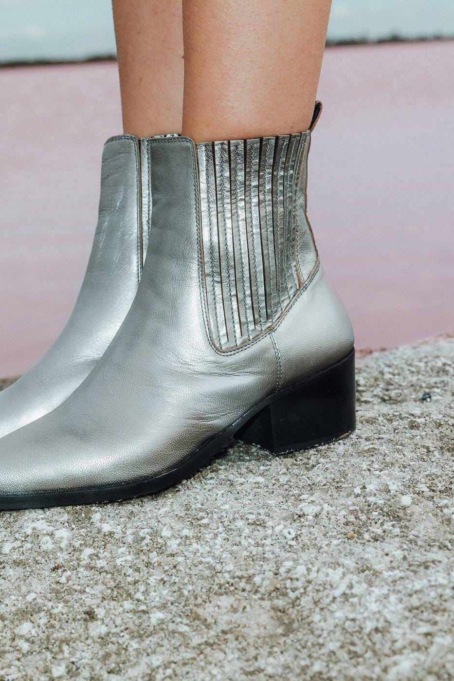 Boots argentées Femme