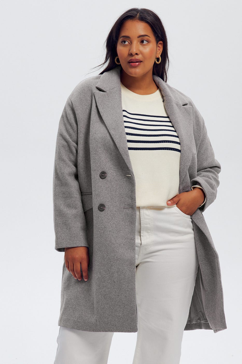 Manteau en laine à capuche