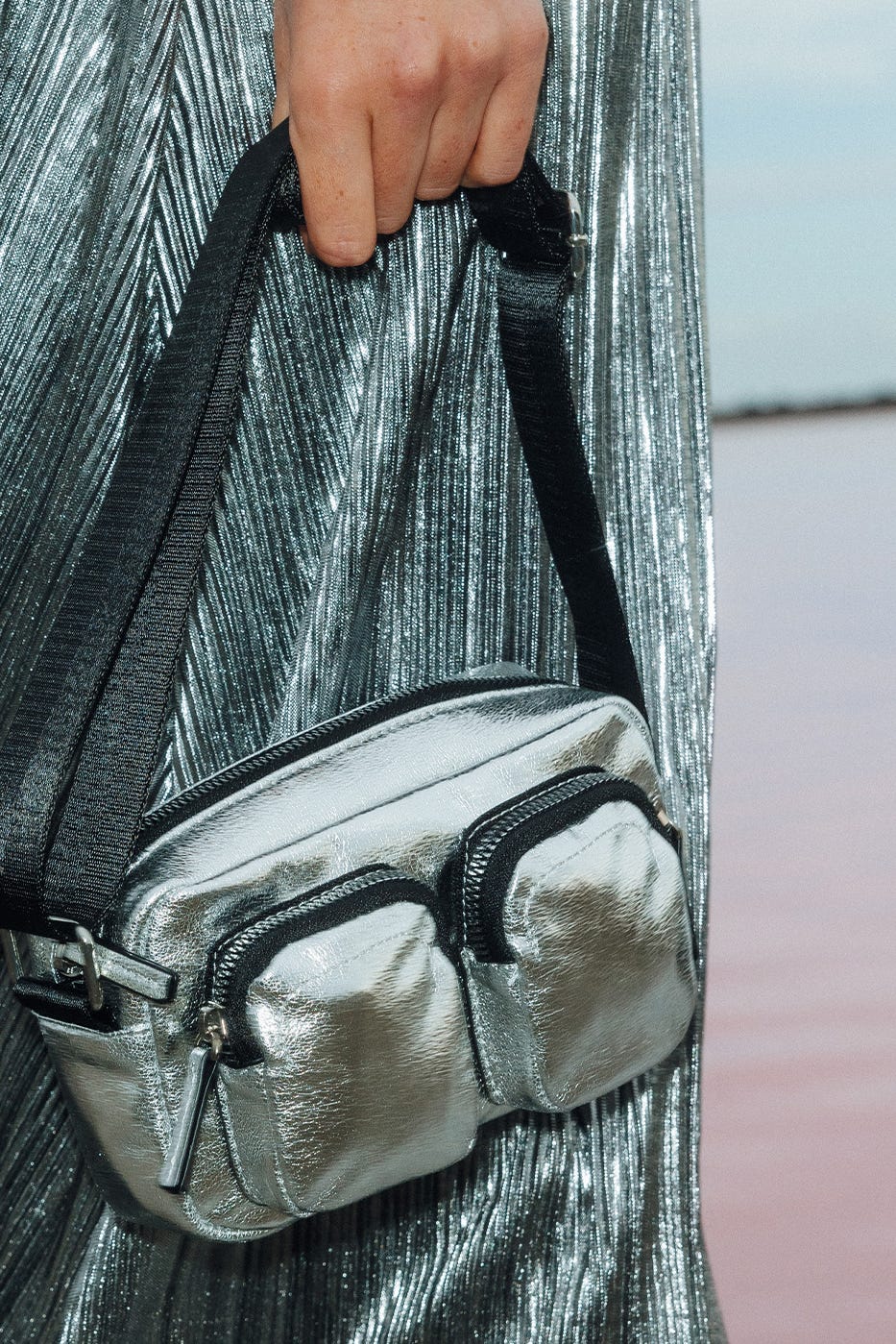 Sac à main effet métallique