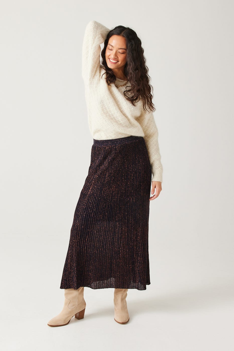 Gonna in maglia glitterata