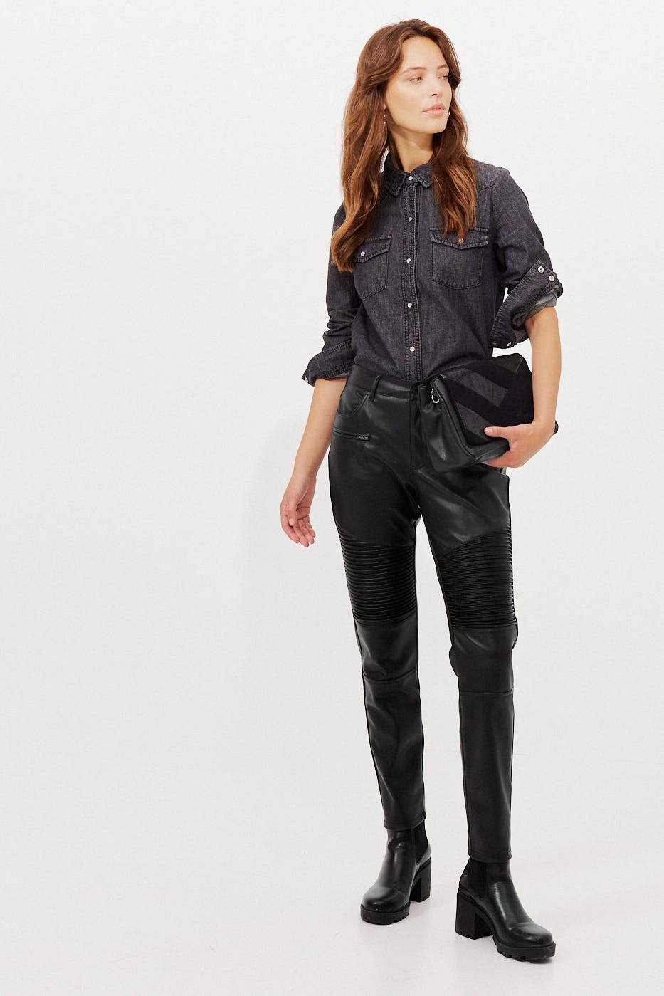Pantalon biker en simili Femme