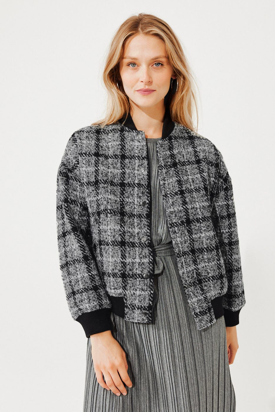 Blouson bomber tweedé Femme