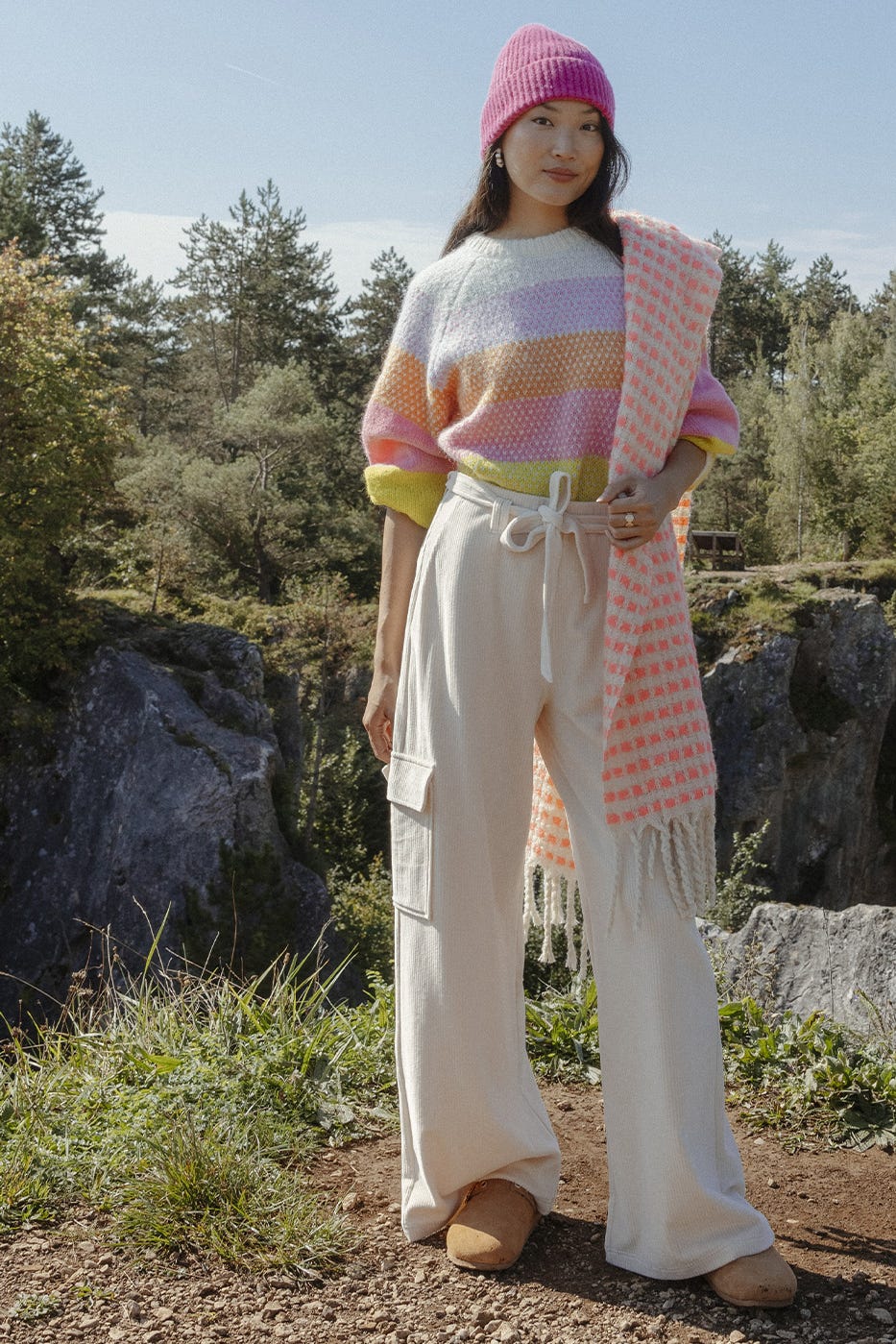 Echarpe à damier Femme