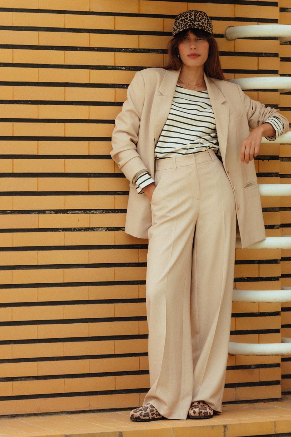 Wideleg pleat trousers