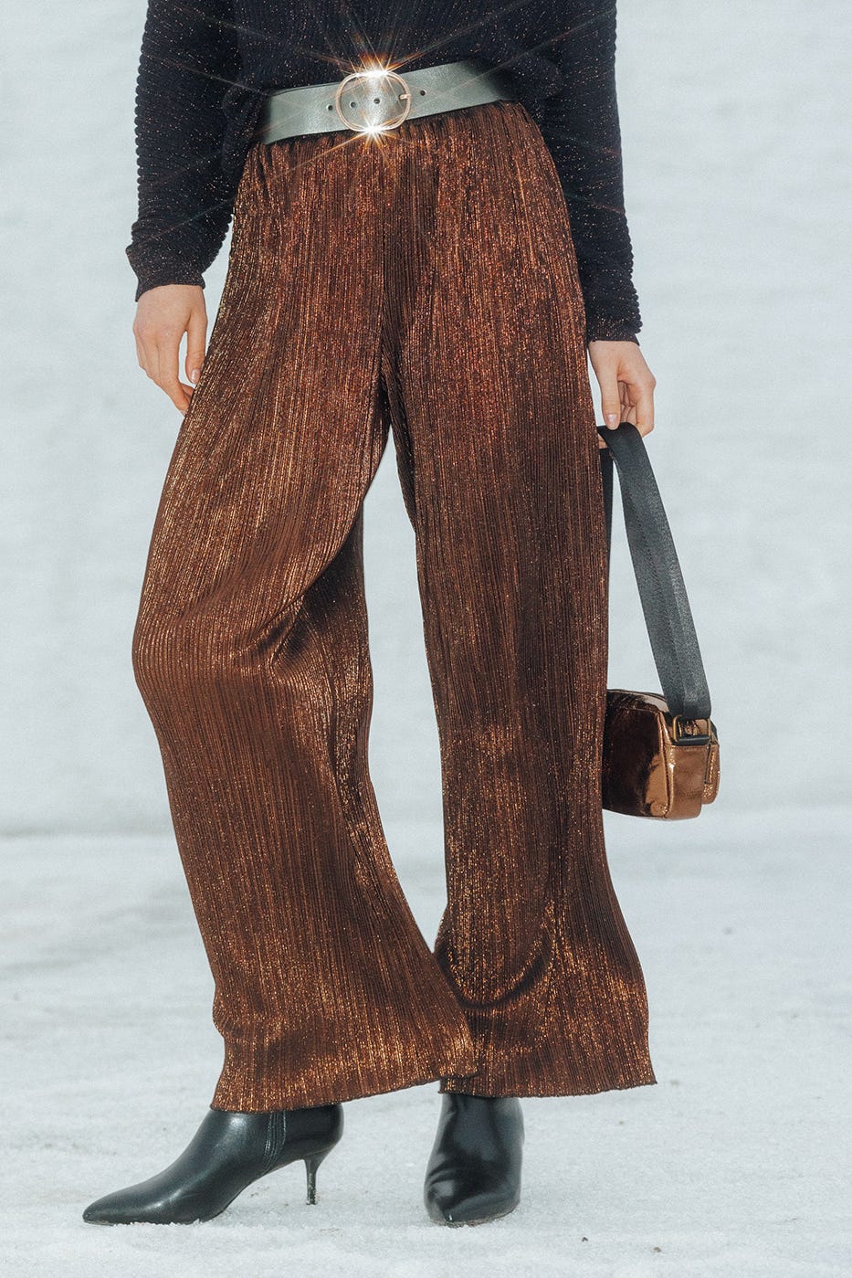 Pantalon plissé irisé Femme