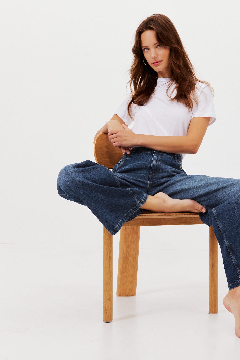 Jean large taille basse Femme