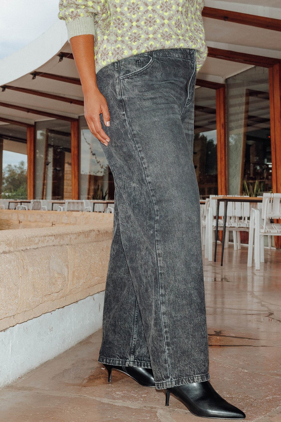 Jean large taille basse Femme