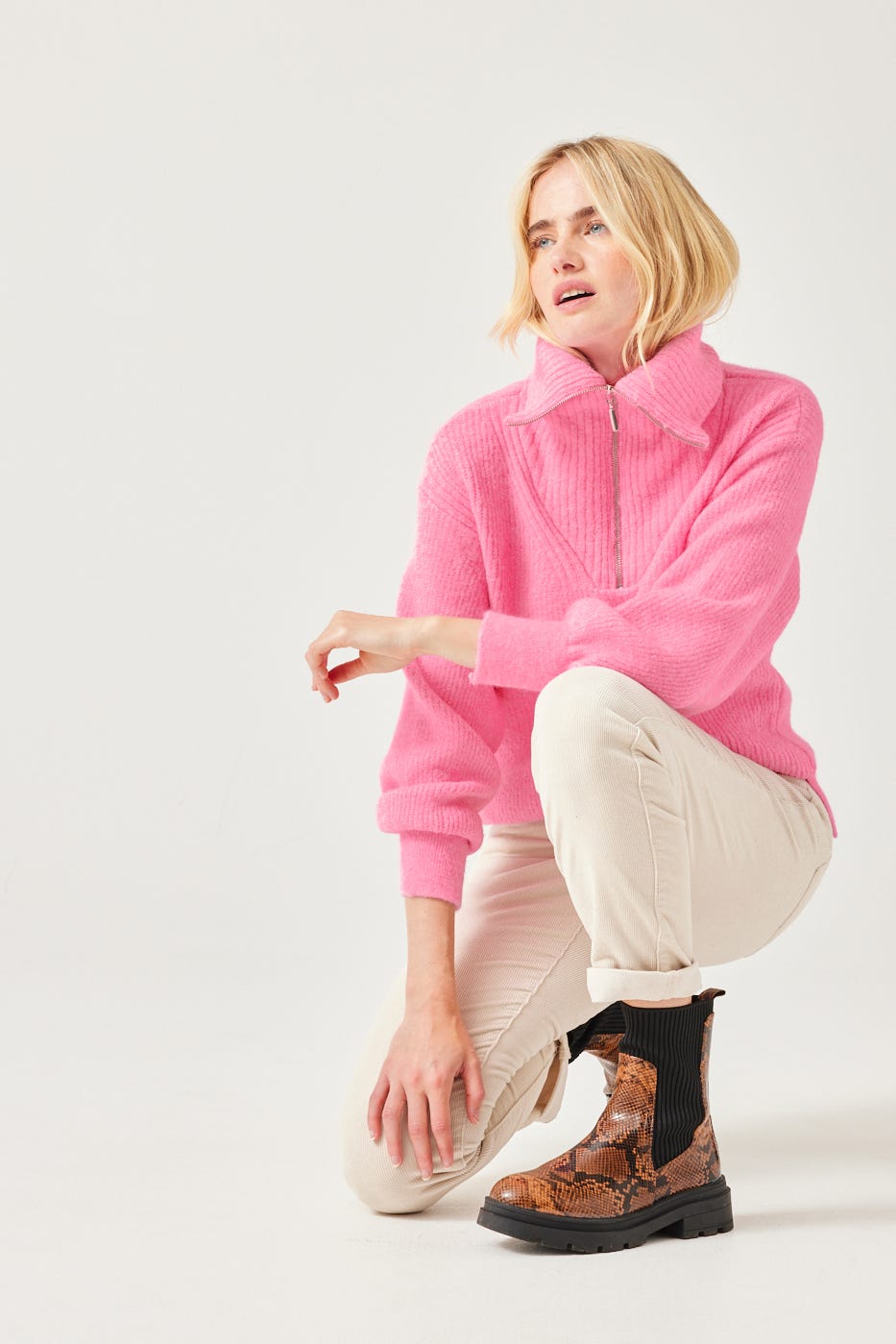 Maglia collo alto zippato