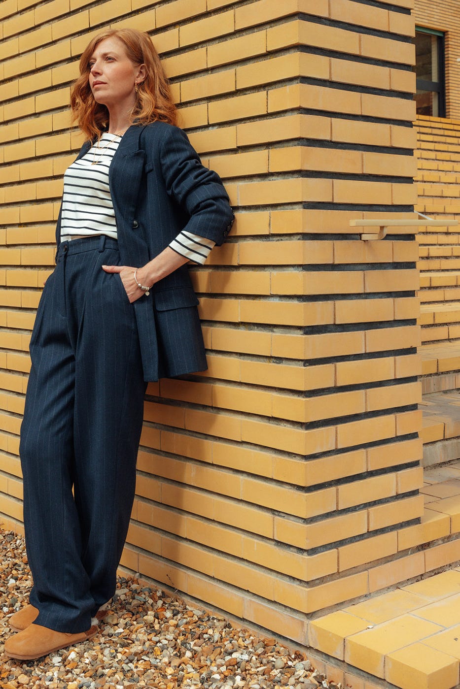 Pantalon de tailleur rayé