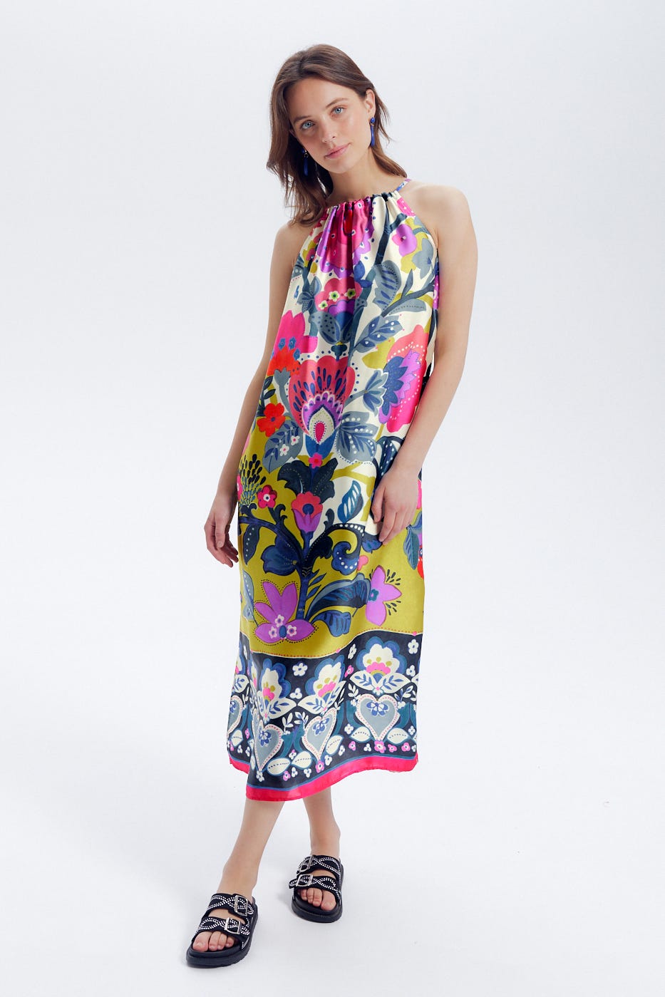 Satin polyester fabric cut