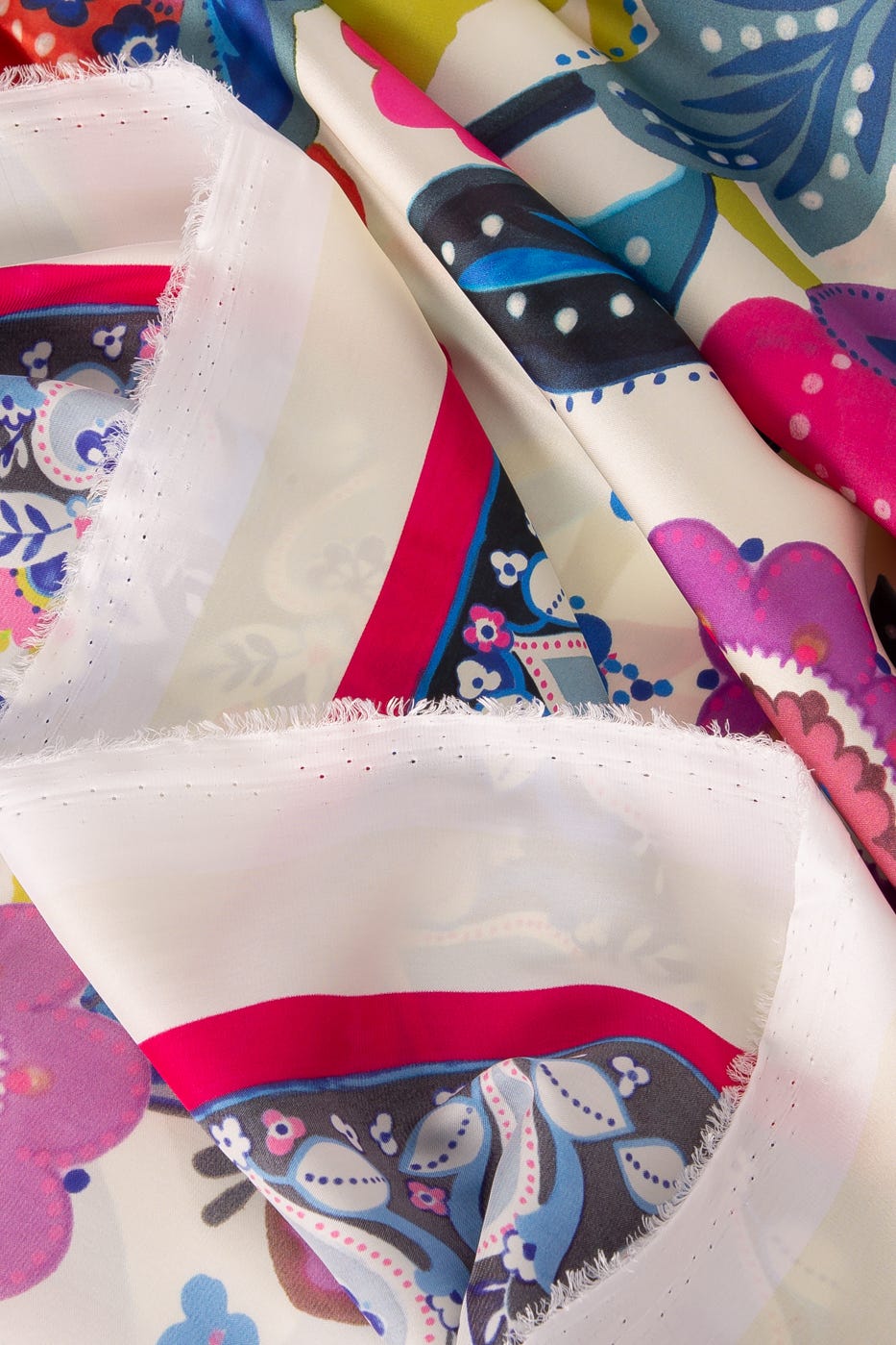 Satin polyester fabric cut