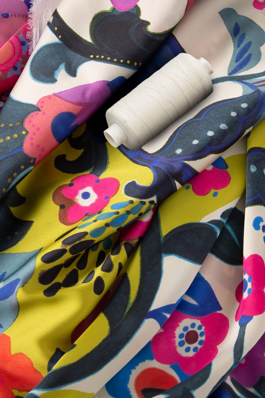 Satin polyester fabric cut