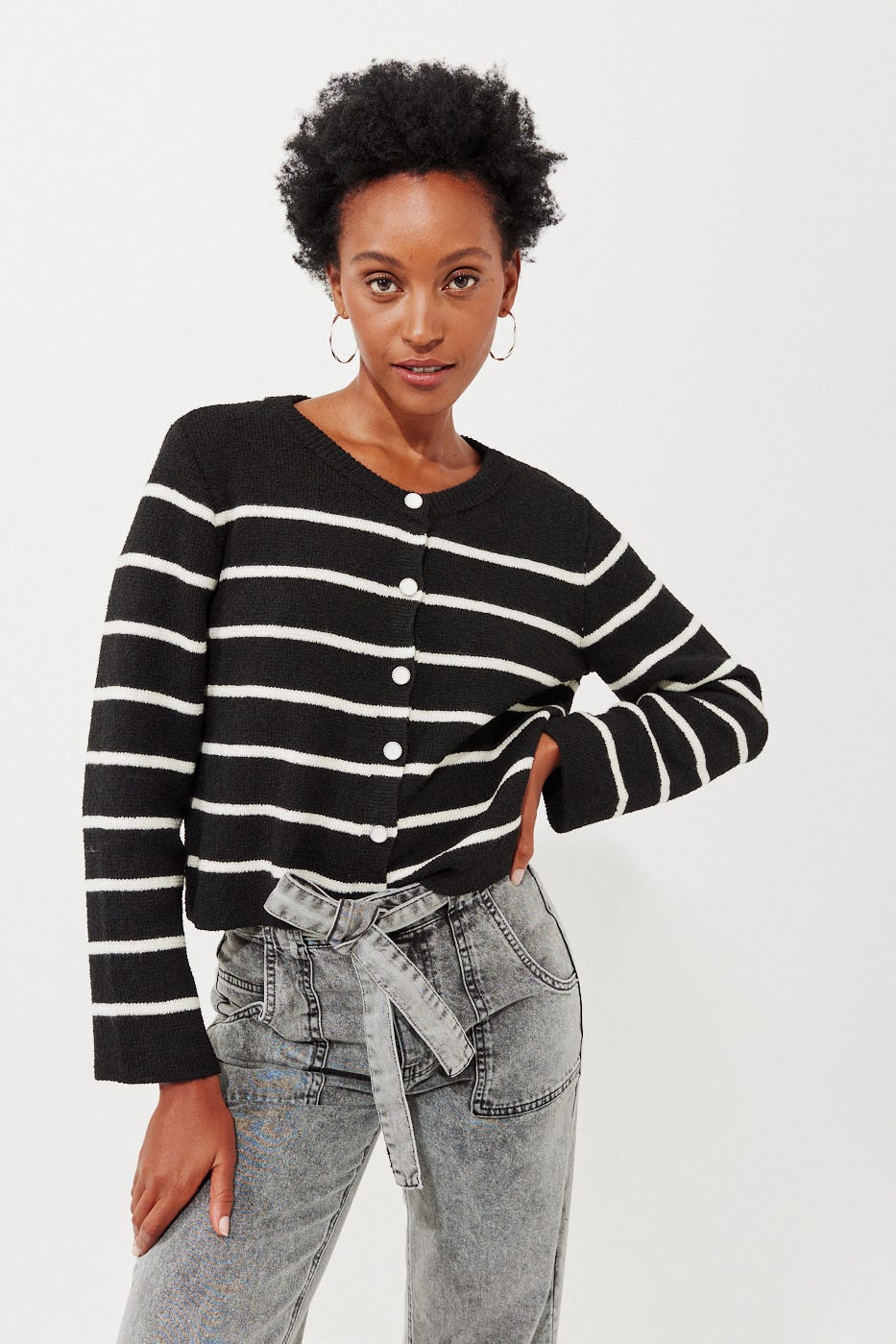 Cárdigan corto de rayas