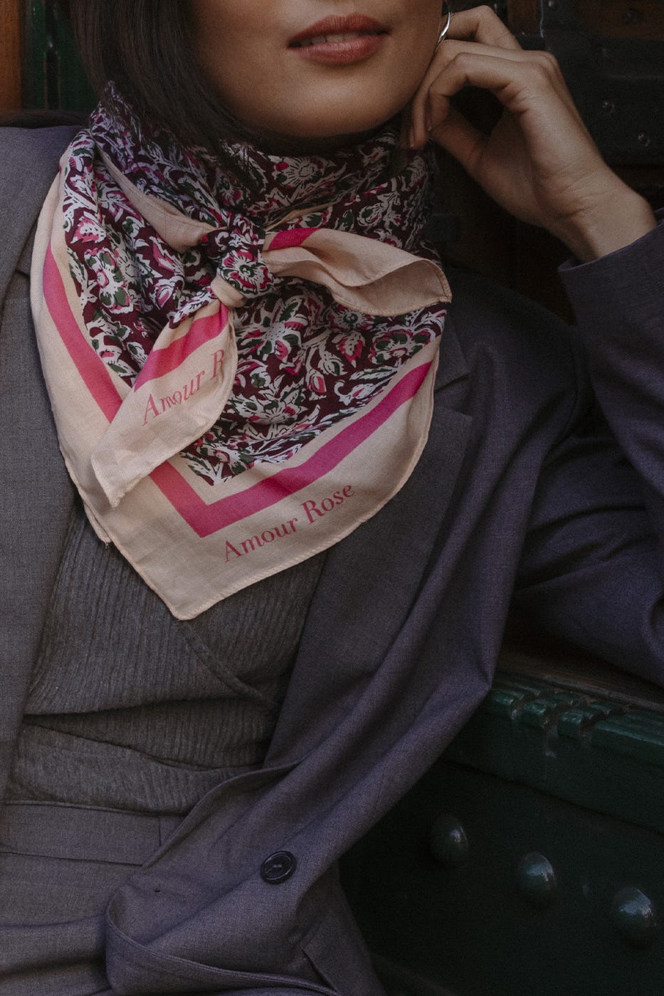 Foulard imprimé Octobre Rose