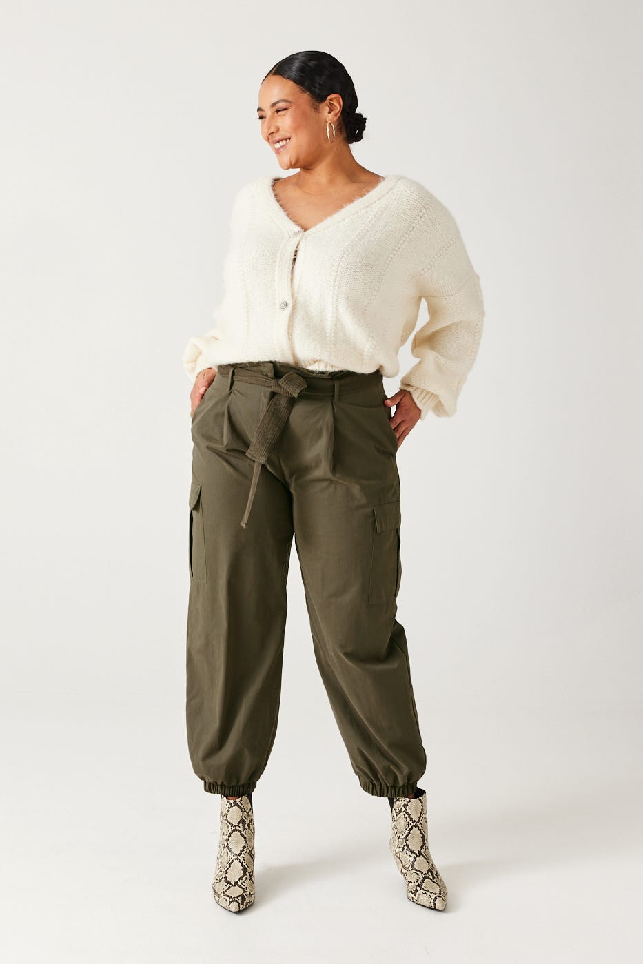 Pantalon cargo uni Femme