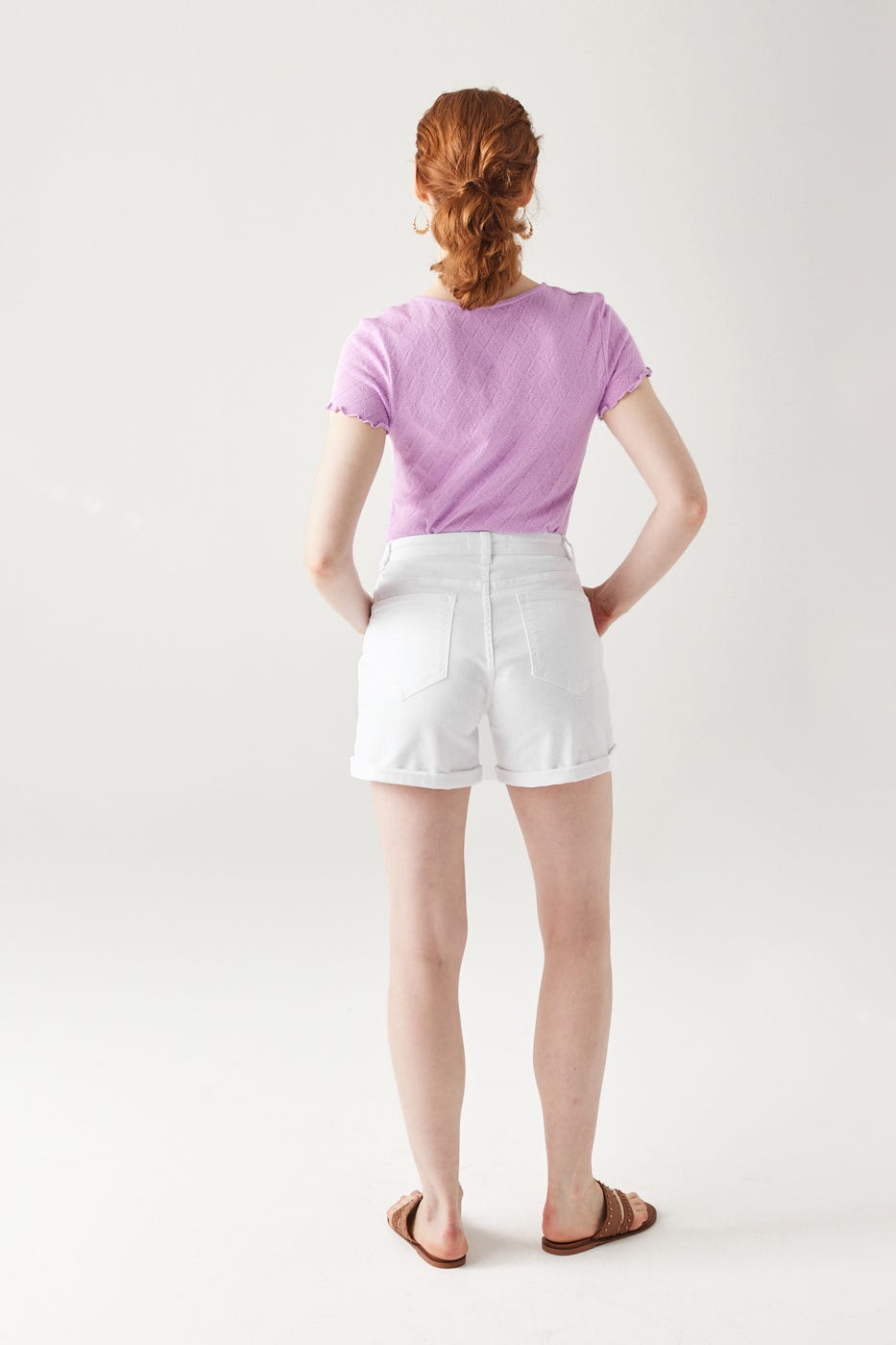 Shorts in tela a tinta unita