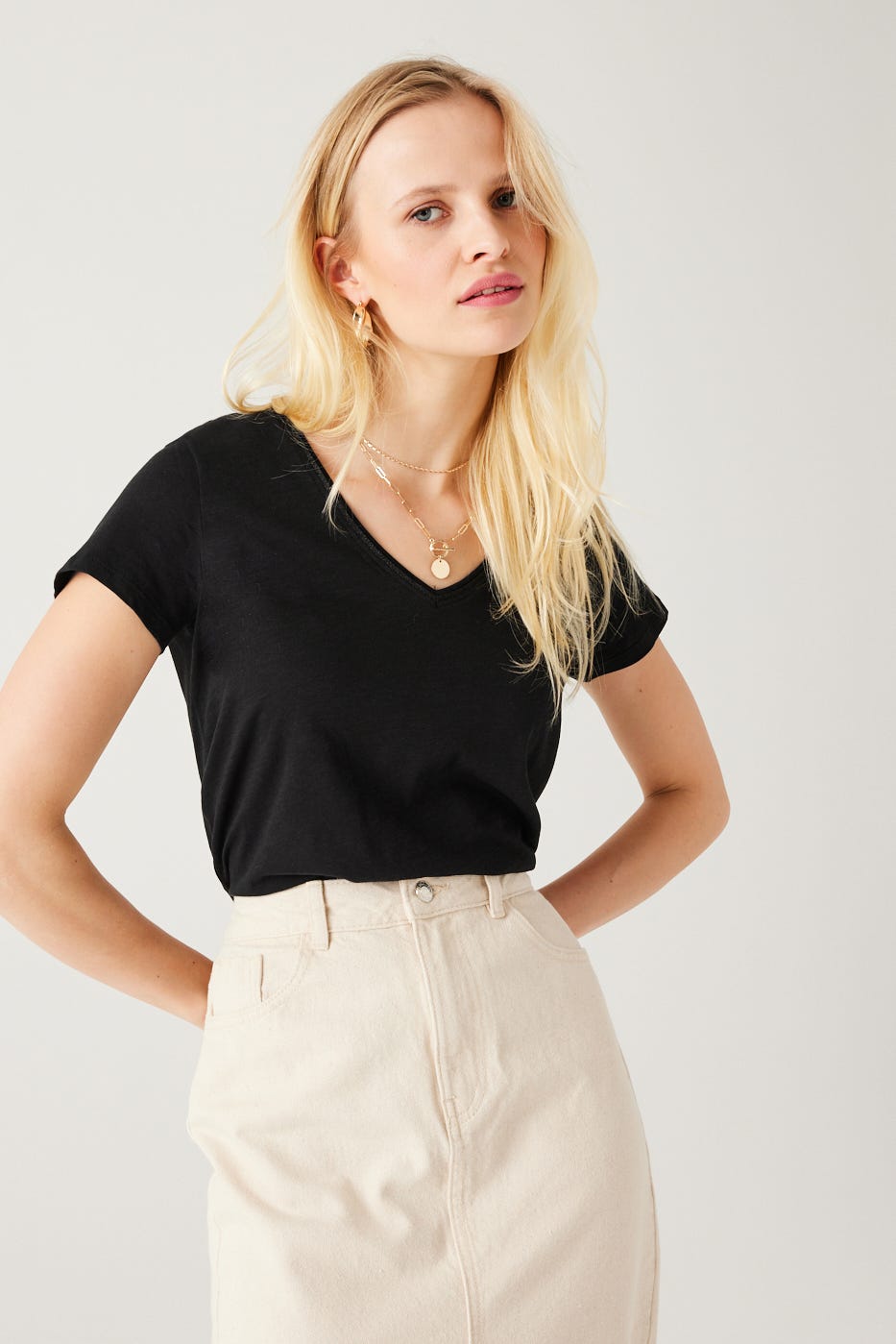 T-shirt col V Femme