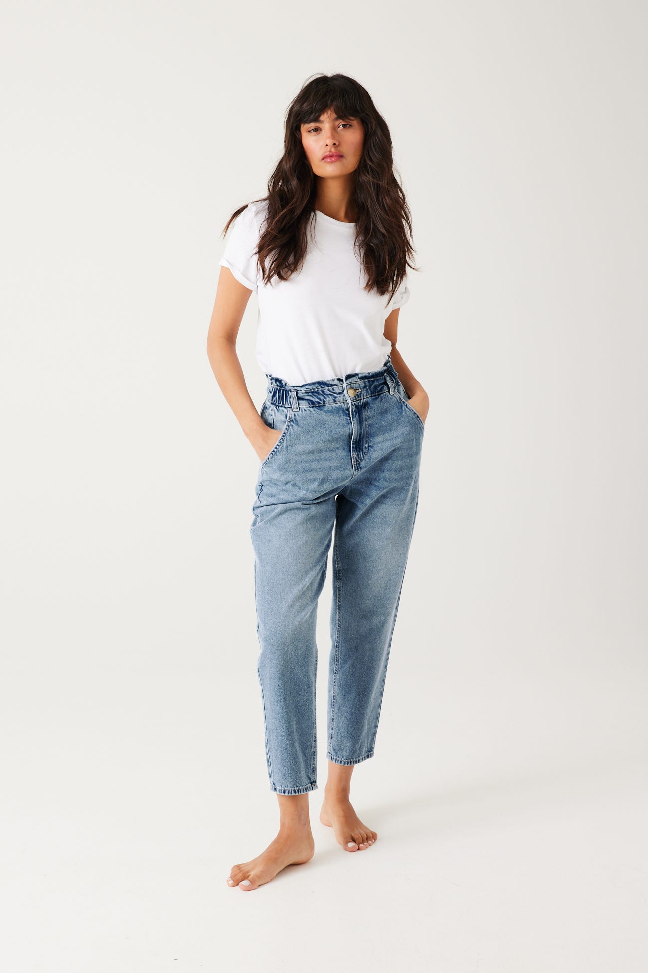 Jean balloon taille haute