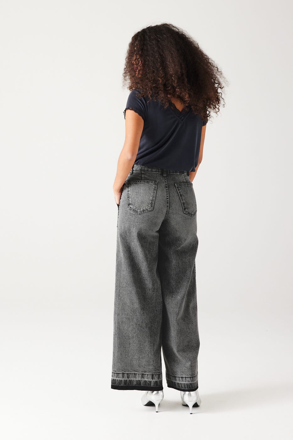 Jean large délavé Femme