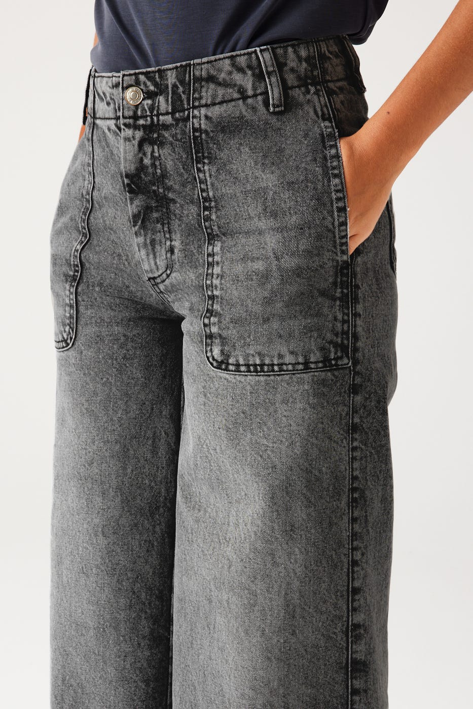 Jean large délavé Femme