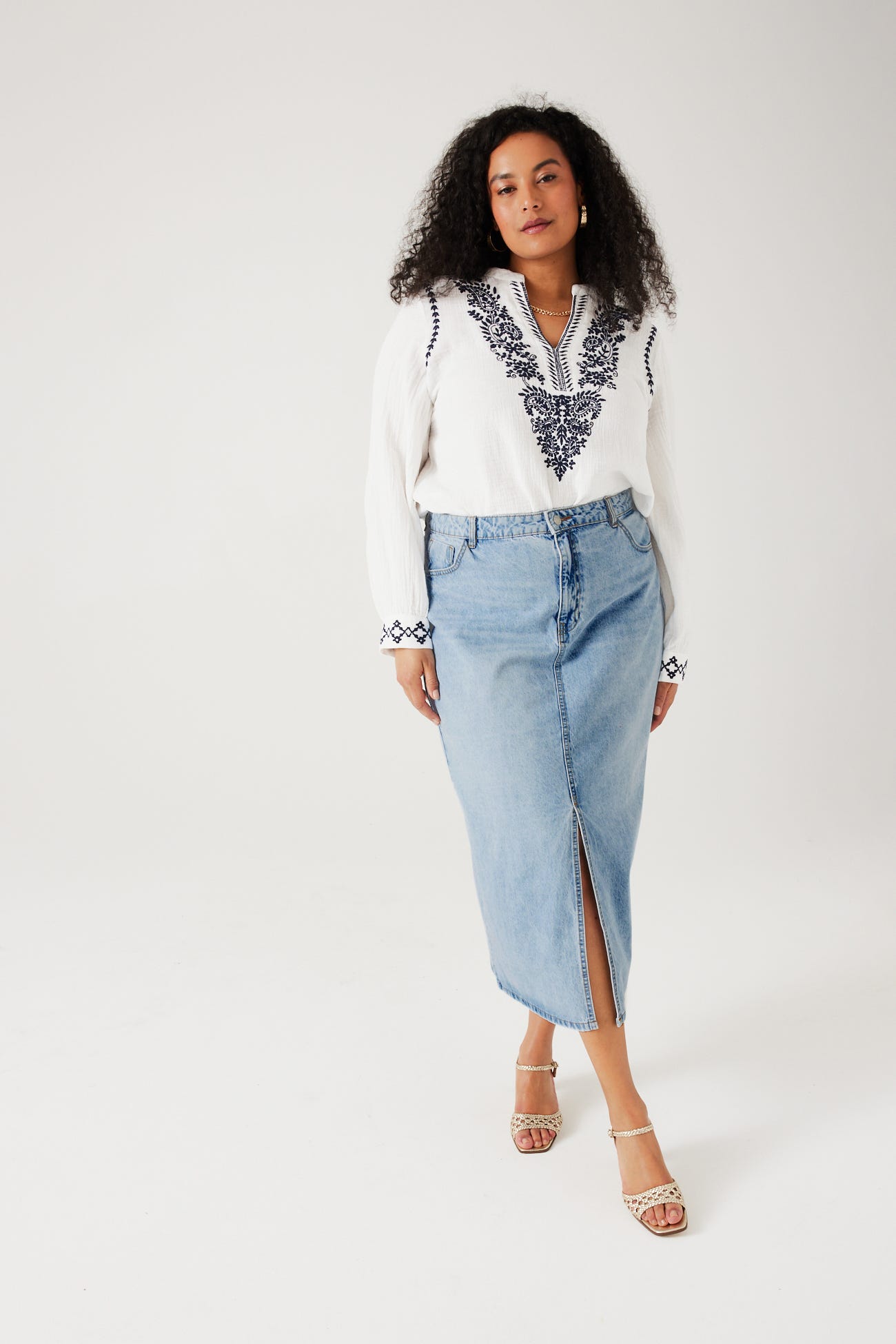 Jupe en jean mi-longue Femme