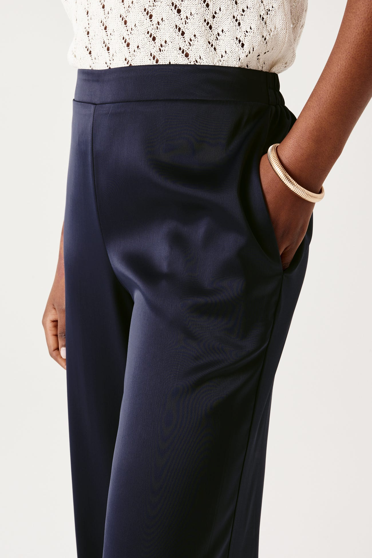 Pantalon Large Femme En Satin - Taille Haute, Style élégant Pour Travail, Fêtes Et Mariages