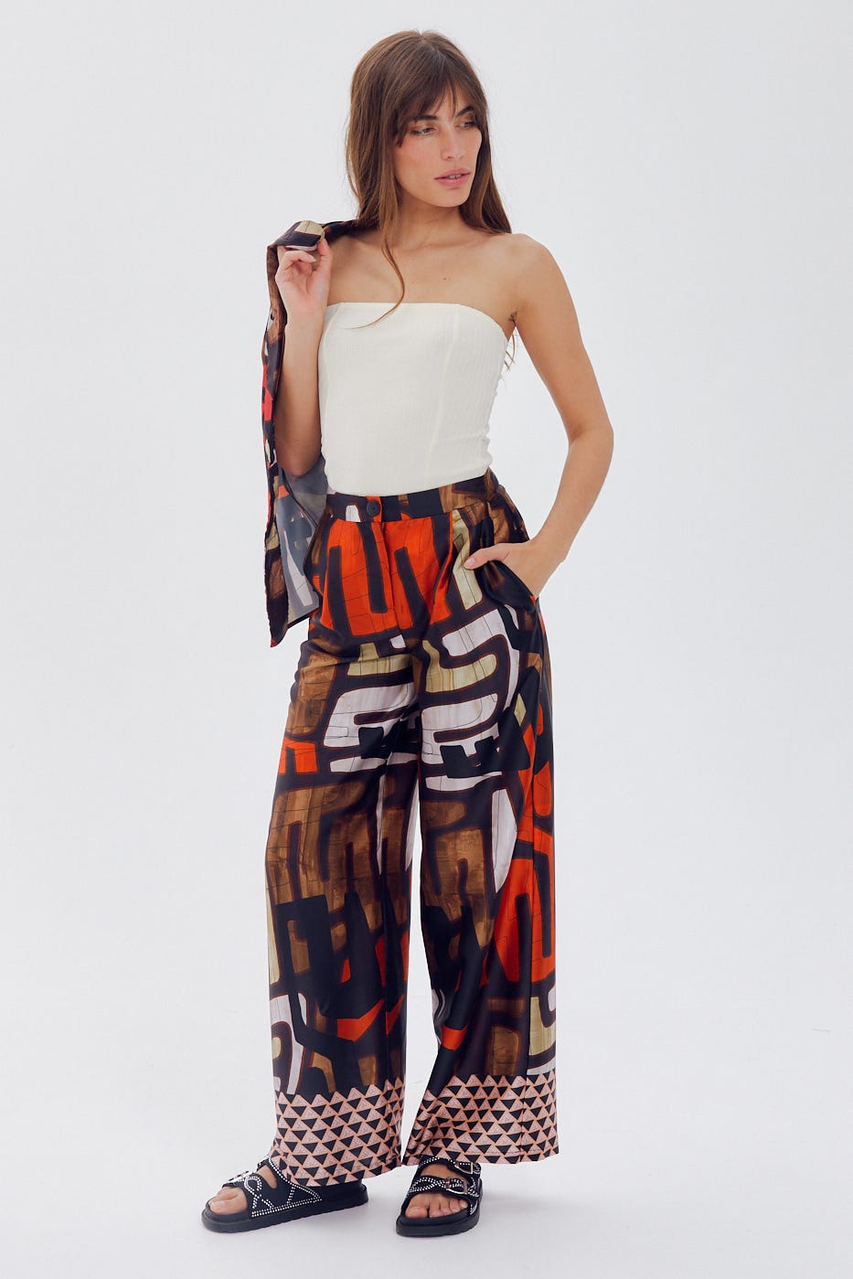 Pantalon large en satin